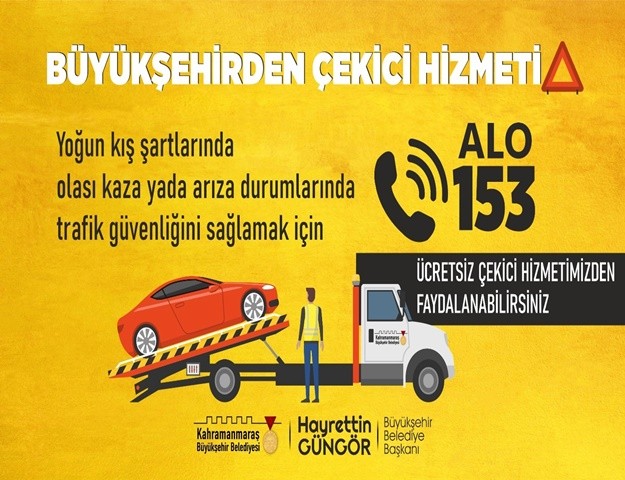 Büyükşehir’den Ücretsiz Çekici Hizmeti