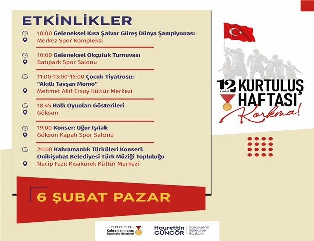 Kurtuluş Haftası’nda Pazar Günü Takvimi