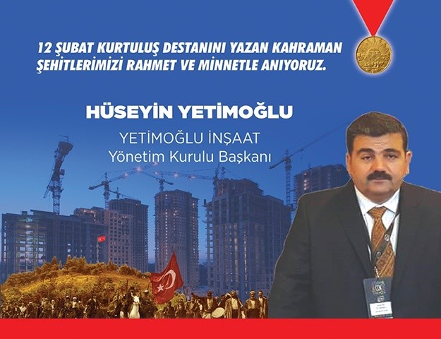 Hüseyin Yetimoğlu’ndan 12 Şubat Kurtuluş Bayramı Mesajı