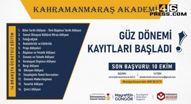 Kahramanmaraş Akademi’de Güz Dönemi Kayıtları Başladı!