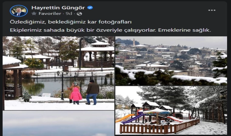 Başkan Güngör’den çalışma arkadaşlarına kar fotoğraflı teşekkür