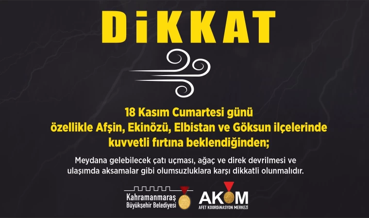 Büyükşehir’den Kuvvetli Fırtına Uyarısı!