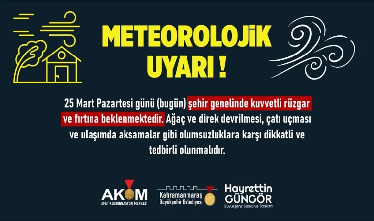 Kahramanmaraş'ta Vatandaşlar Kuvvetli Rüzgâra Karşı Uyarıldı!