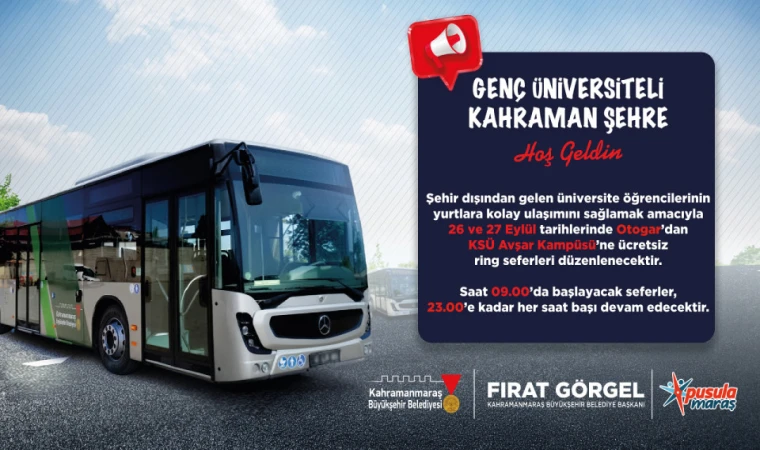 Büyükşehir’den Şehre Yeni Gelen Üniversiteliler İçin Otogardan Ücretsiz Ring Desteği
