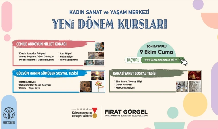 Büyükşehir’in Kadın Sanat ve Yaşam Merkezi Atölyelerinde Yeni Dönem Başvurular Başladı