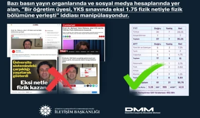 ’Eksi netle fizik bölümüne yerleşti’ iddiasına İletişim’den yalanlama