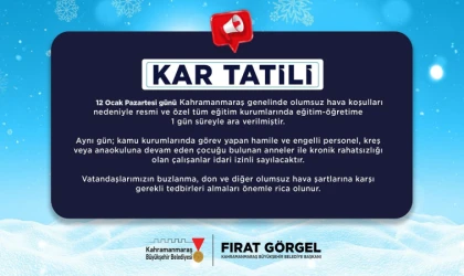 Olumsuz Hava Koşulları Nedeniyle Eğitime 12 Ocak’ta Ara Verildi